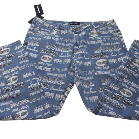 Homme + Femme Denim Pants Logo Print Jeans Size 40 NWT - Picture 8 of 10